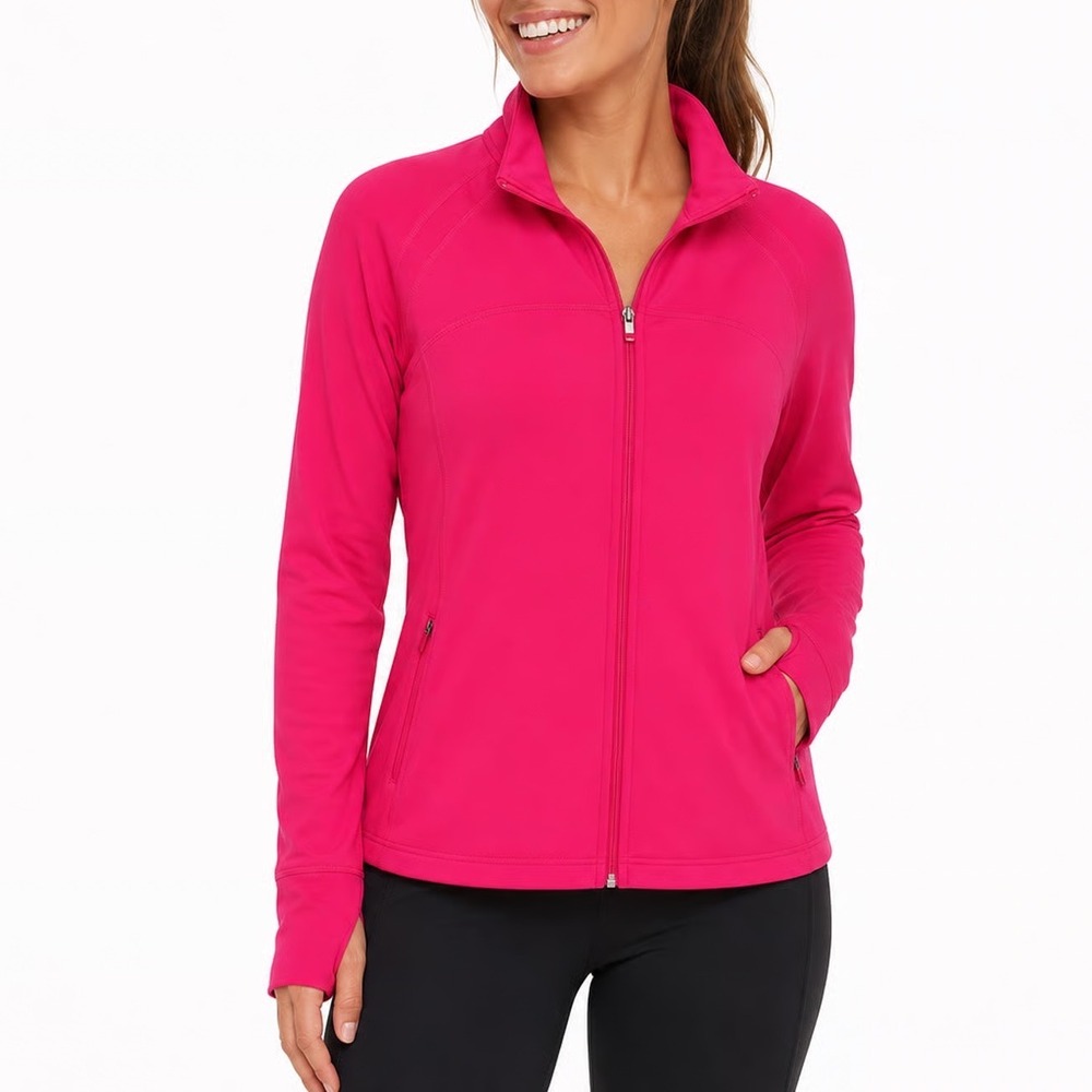 GapBody Womens XL Flaming Pink Full Zip Active Track Jacket Thumbholes